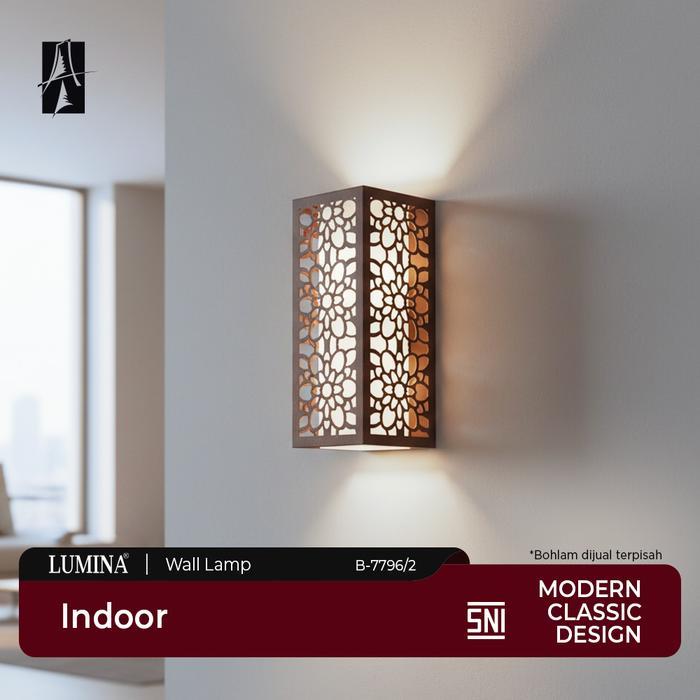 PROMO Lumina - Lampu Dinding Indoor Dekoratif Motif Ukiran Floral Minimalis Wall Lamp E27 Kaca Besi