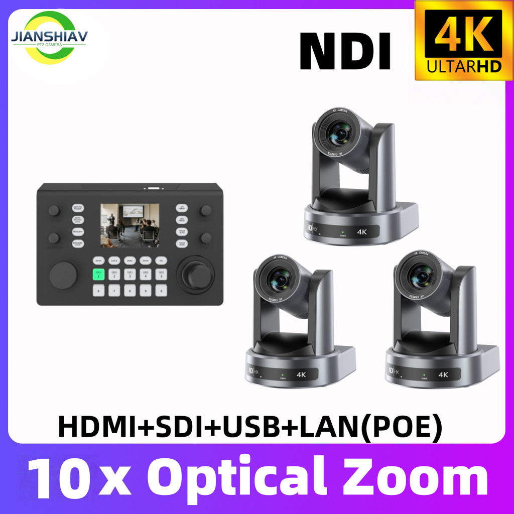 PTZ Camera KIT 4K NDI SDI Camera PTZ 10/20X Zoom Video Conference Camera for Church Business Meeting