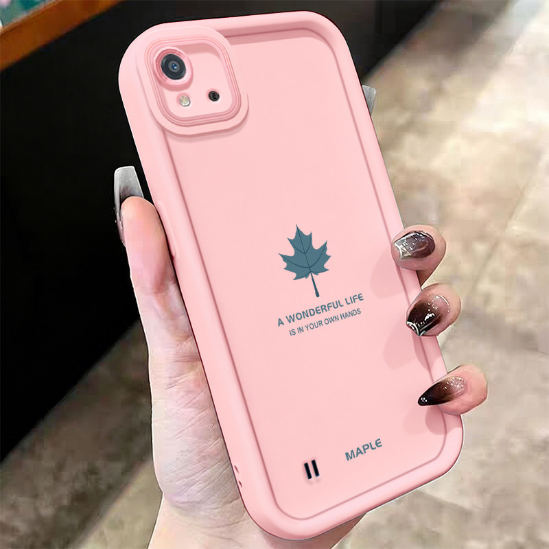Casing Hp untuk Realme C20 C20A C11 2021 C11 2020 Case Motif daun maple Kasing silikon Cesing Softca