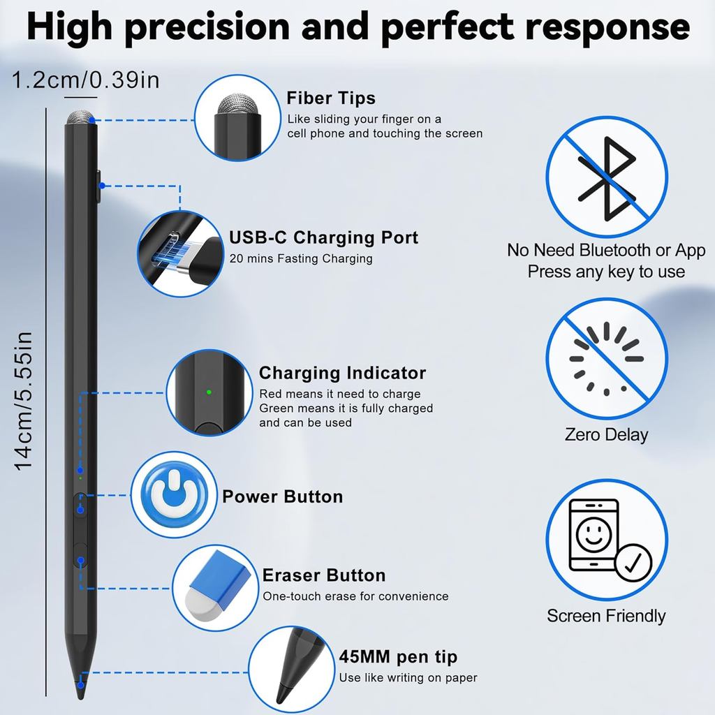 USI 2.0 Stylus Pen for Chromebook (Lenovo/Acer/ASUS/HP), Fire Max 11/Google Pixel Tablet Stylus,