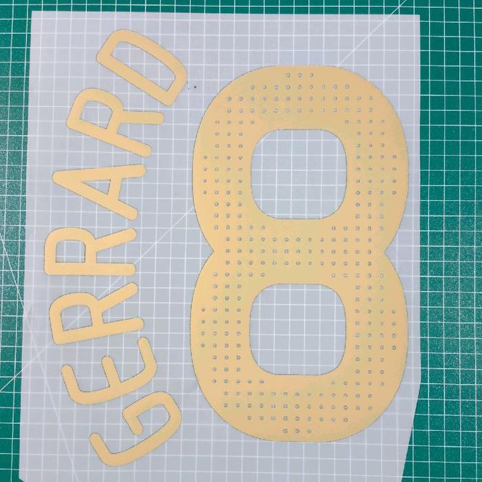 Hot Sale Nameset Gerrard 8 Liverpool Away Gold 08-10 Cup Poly Hk