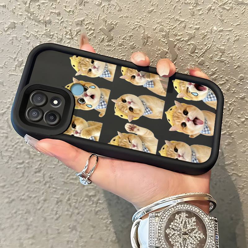 Casing Hp OPPO A15 A15s A35 Case Casing HP Foto kucing sapi yang lucu Pola kasus ponsel tangga seder