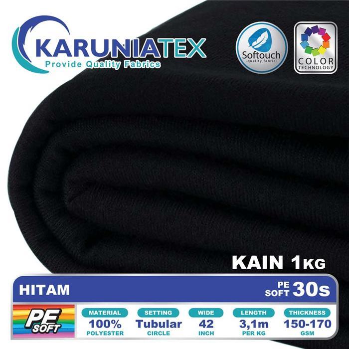 Kain Kaos Pe Soft 30S Kiloan Hitam Karunia Textile Terlaris