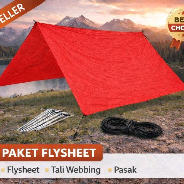 Consina - Flysheet 3X4+ Tali+Pasak Paket Lengkap Outdoor Camping Dengan 8 Pasak & 15 M Tali Bonus