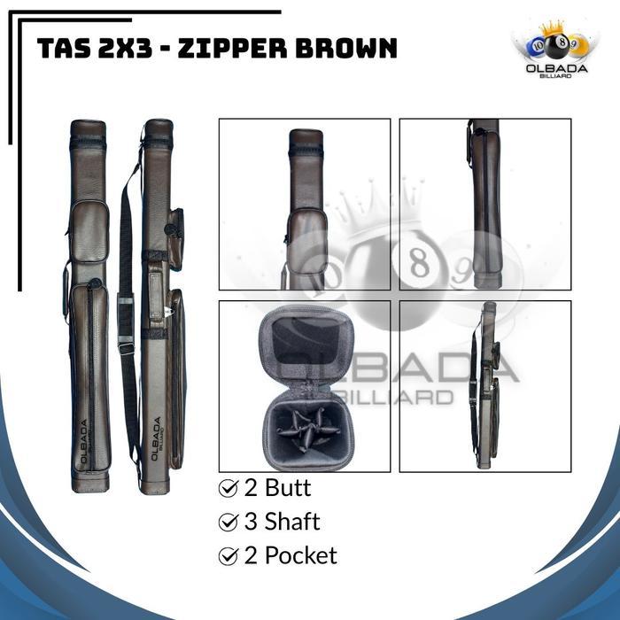 Tas Billiard 2X3 Zipper Premium Series 2 Butt 3 Shaft 2 Pocket / Tas Olahraga Bola Billiard / Tas