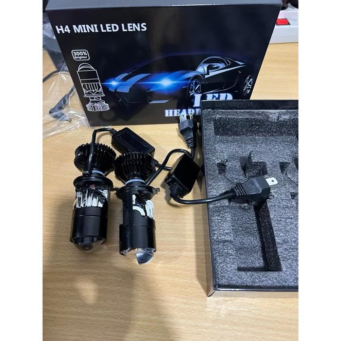 Lampu Led Y7 Projie H4 Mini Projector Lens Lensa Mobil Motor - Y7 -H4 Blue Lens