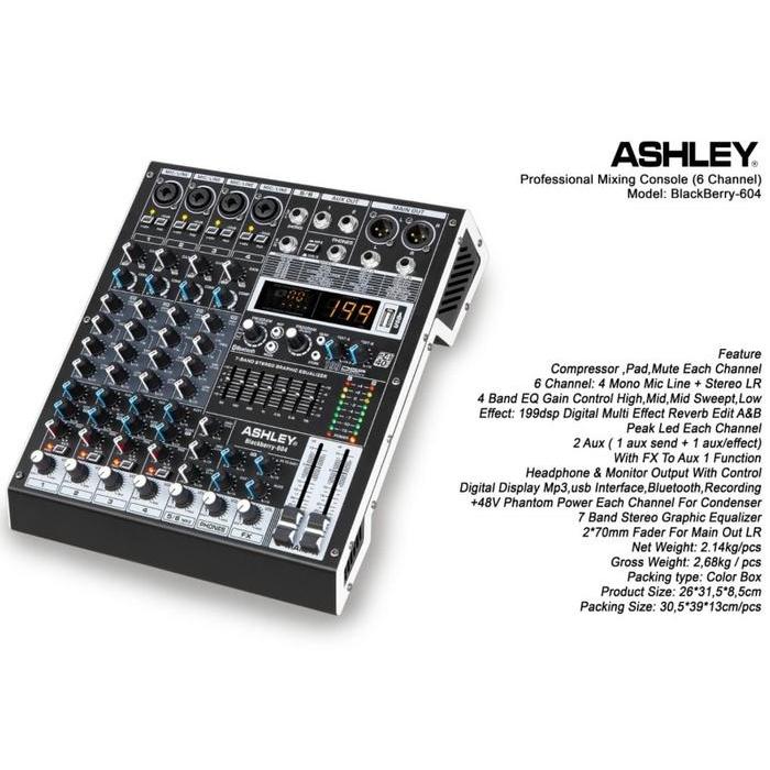 Mixer Audio Ashley Blackberry 604 Mixer Ashley Blackberry 604 6 Channel 4 Mic Line 2 Stereo