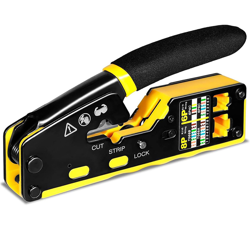 RJ45 Crimp Tool Pass Through Ethernet Crimping Tool for Cat6 Cat5 Cat5e RJ45 Connectors with