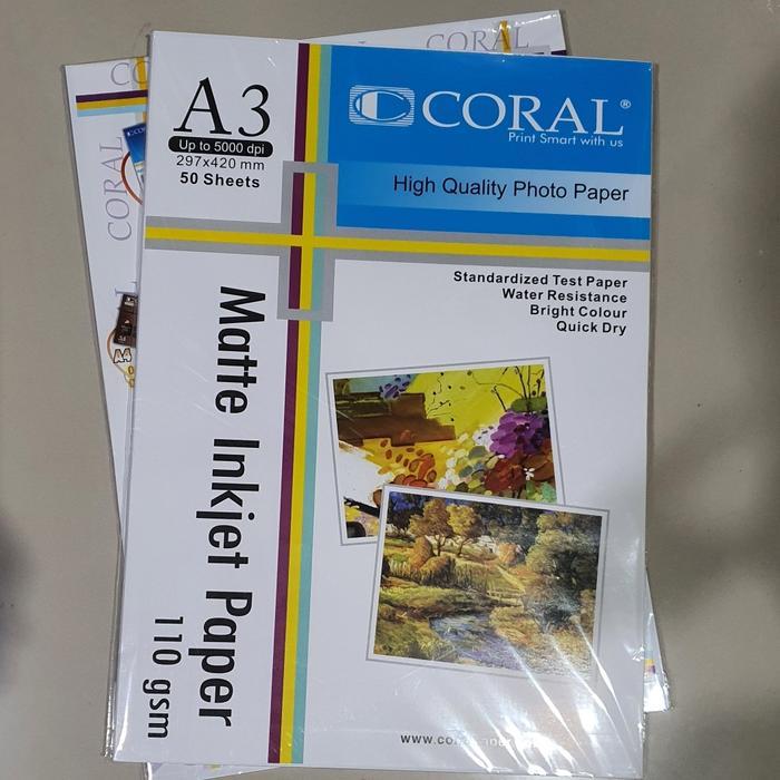 Kertas inkjet A3 Coral Inkjet Paper 110gsm A3