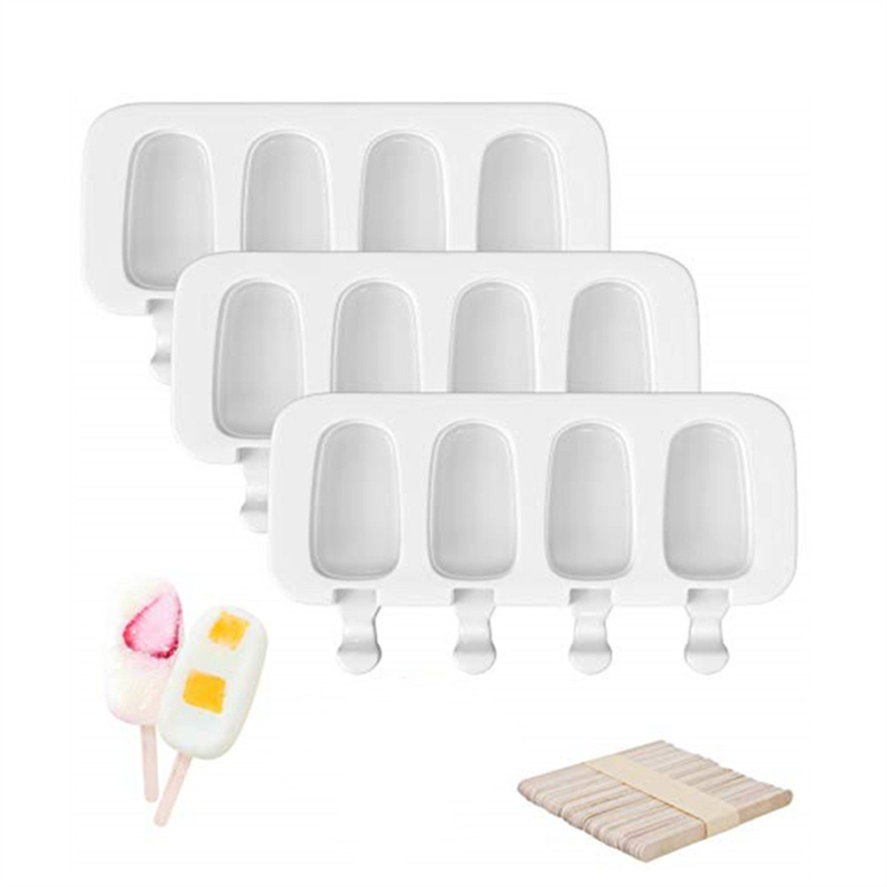 3pcs Popsicle Molds Set Silicone Popsicle Molds Cake Pop Mold Maker with 50 Wooden Sticks for DIY