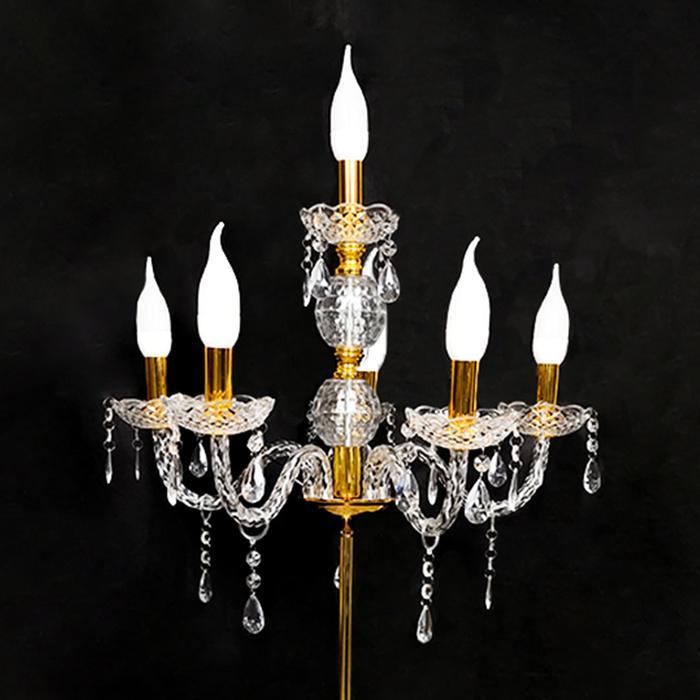 1 Set Lampu Standing / Berdiri Lilin Chandelier Cabang 6 Kristal Akrilik - Lampu dekorasi pelaminan
