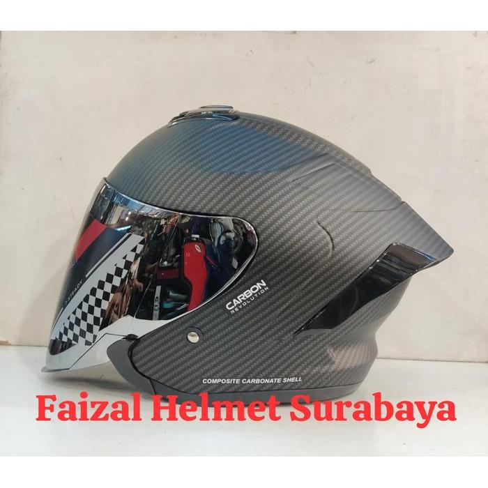 HELM JS ARMOR MOTIF CARBON BLACK DOFF VISOR IRIDIUM SILVER Motorcycle