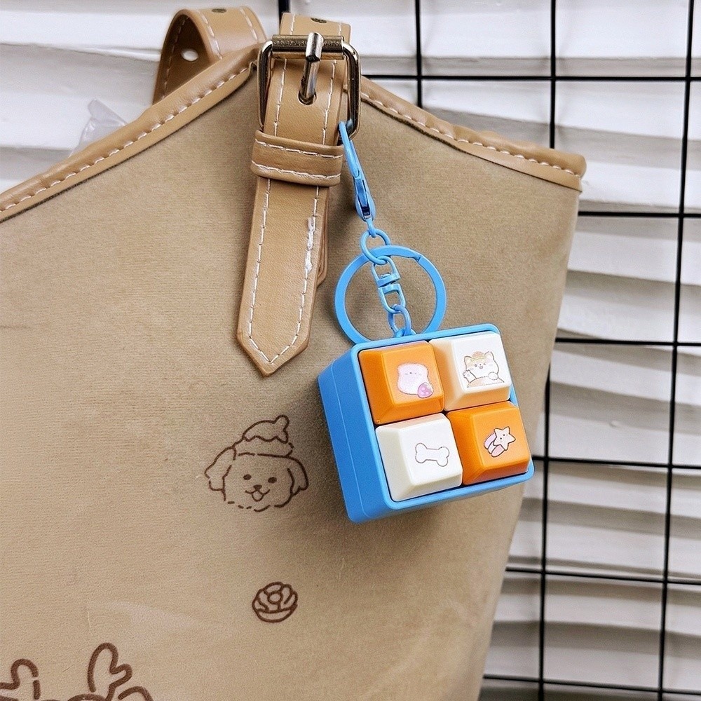 New Cartoon Fidget Keychain DIY Keyboard Keycap Squeeze Music Keychain Keys Button Pass The Time