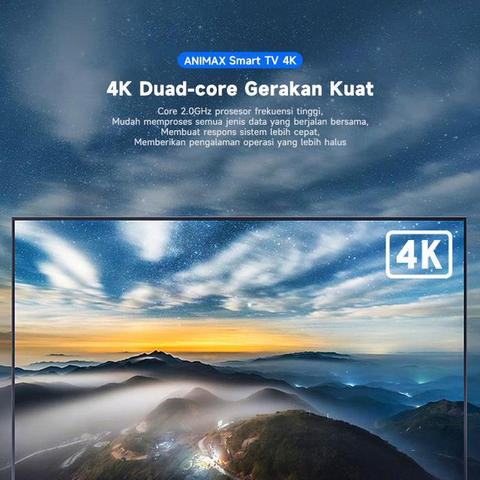 Animax Smart TV 55 Inch 4K UHD Android 14.0 Digital TV Bluetooth Voice Control Dolby Audio HDMI 2