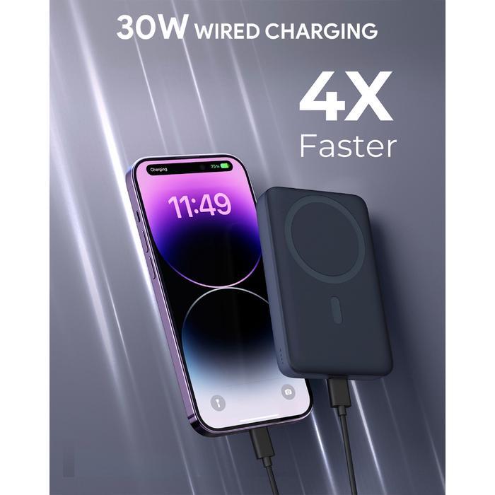 Aukey Power Bank 10000 mAh Magnetic 30W Wireless Charging Qi Fast Charging Type C Powerbank Foldable