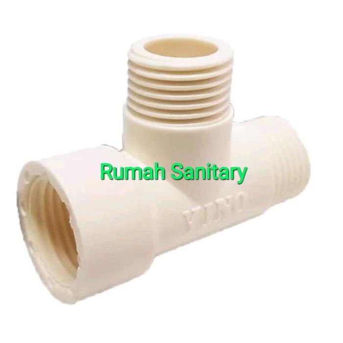 Nepel Tee 1/2 PVC Vino - T shower sock sambungan pipa drat luar dalam