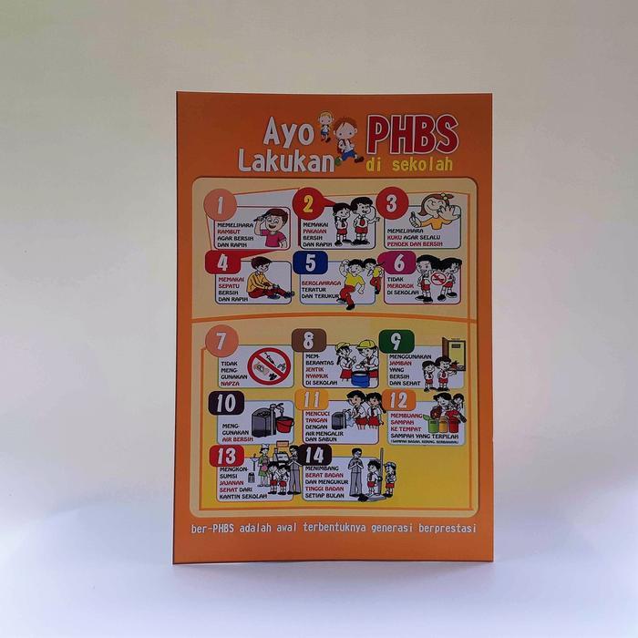 Poster PHBS Anak Sekolah, PHBS Sekolah, Sekolah Sehat, Poster UKS, LAMINATING