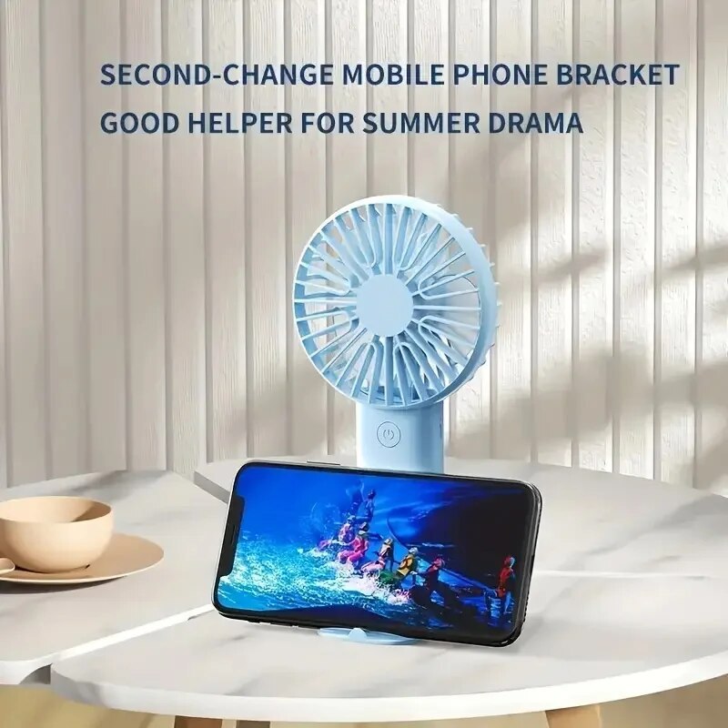 Mini USB Charging Handheld Fan Desktop Small Fan With Mobile Phone Holder Portable And Simple
