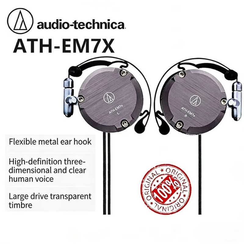 Original Audio Technica ATH-EM7X Open-Ear Headphones Flexible Metal Ear-Hook HiFi Clear Vocals Wired