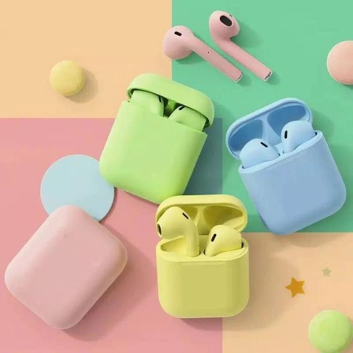 Hf Bt I12 Macaron Earphone Bluetooth I12 Macaron True Wireless I12 Terlaris
