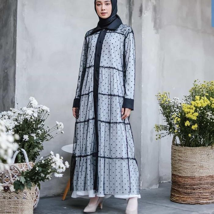 Nova Cardi Long Outer Tile Hitam Mewah/Outer Elegan N Mewah Hijabbers Tbk