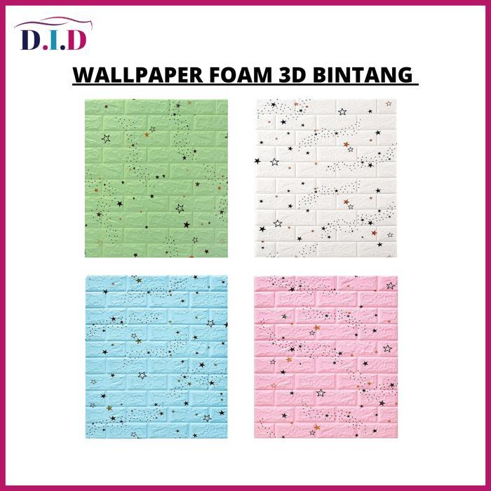 NEW PRODUK (PAKET 10 LEMBAR) WALLPAPER FOAM 3D BATA BINTANG 70 X 77 CM (TEBAL 3MM) WALLPAPER DINDING