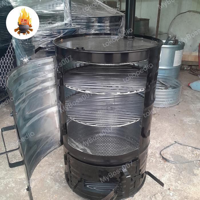 Alat Pengasapan Daging Panggangan Ayam Bebek Ikan Smoker Grill BBQ Sei Bisa 2 Fungsi Untuk Smoke Dan