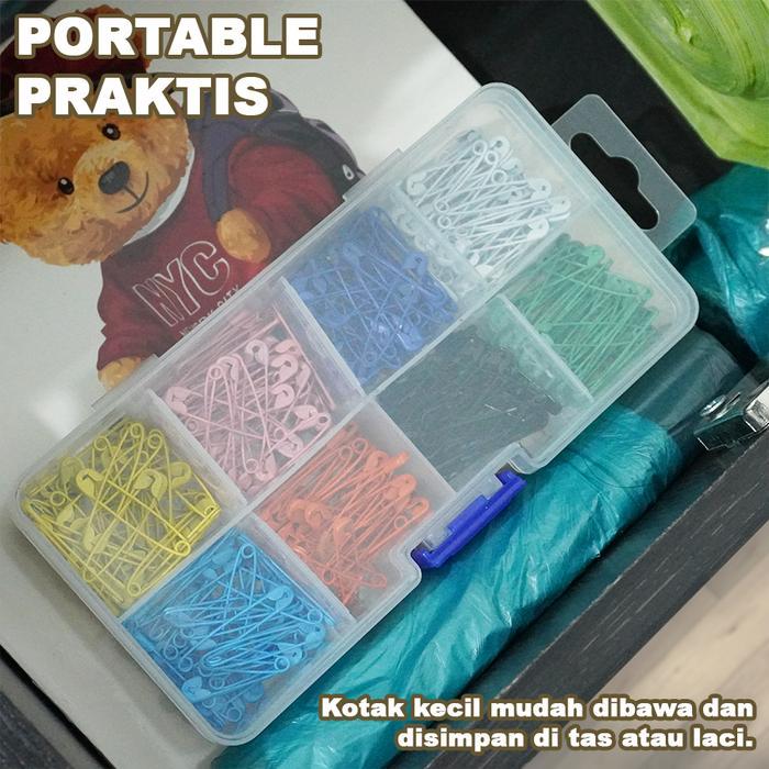 Set Peniti Jilbab Warna Cantik 320Pcs Dengan Box Organizer Untuk Hijab & Kerajinan Gj-071203 Populer