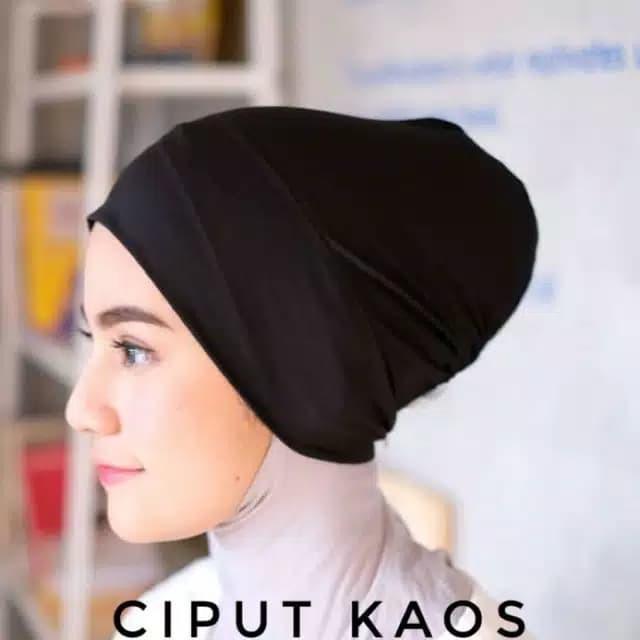 Dalaman Ciput Kaos Polos / Inner Kaos Premium Instan Kerudung Jilbab Hitam Populer
