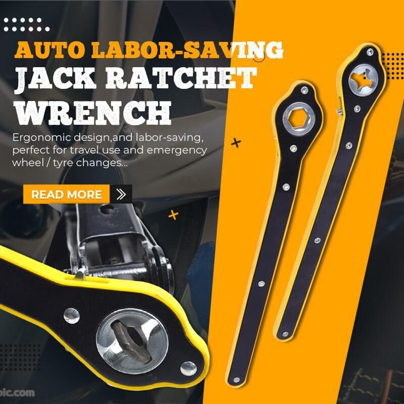 Auto Labor-Saving Jack Ratchet Wrench Handle Labor-Saving Wrench Scissor Jack Garage Tire Wheel Lug 