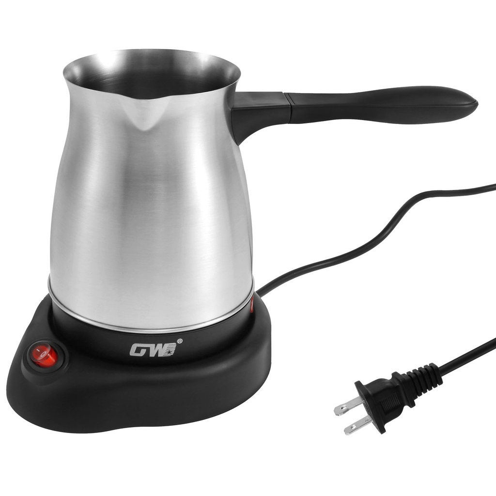 Turkish Coffee Maker 600ml Stainless Steel Electric Moka Pot Caffe Machine 5 to 6 Cups Capacity Latt