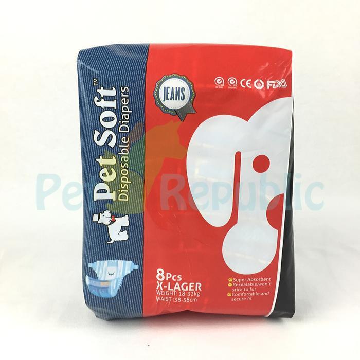 Dog Disposable Diapers PETSOFT Motif Jeans XLarge