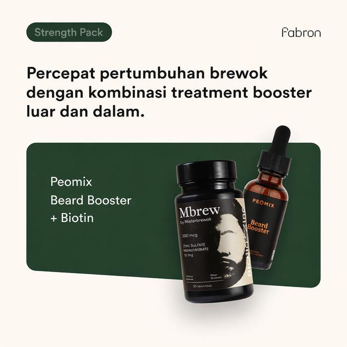 Peomix Beard Booster X Biotin By Fabron - Combo Terbaik Percepat Pertumbuhan Brewok #Gratisongki