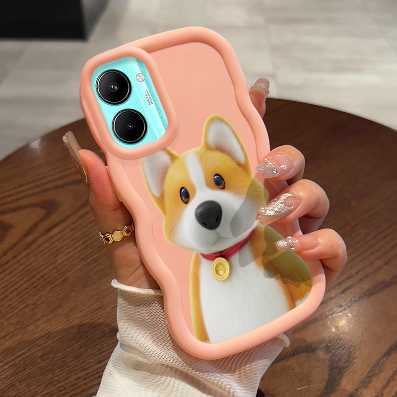 Casing Untuk Realme C33 Case Casing Lukisan babi comel dengan anjing pola HP Cesing lunak Silikon So