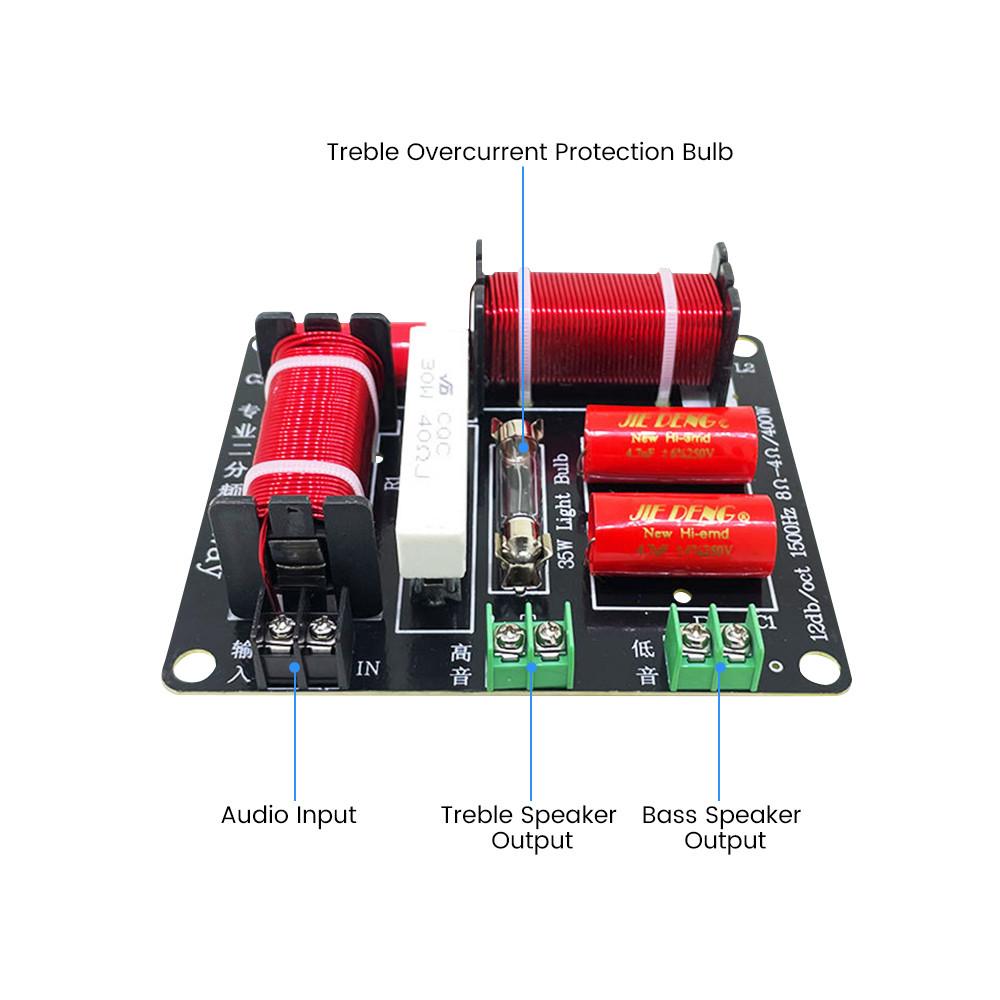 AIYIMA 1PC 400W 2 ways Audio Speaker Crossover Tweeter Bass Frequency Divider Filter for