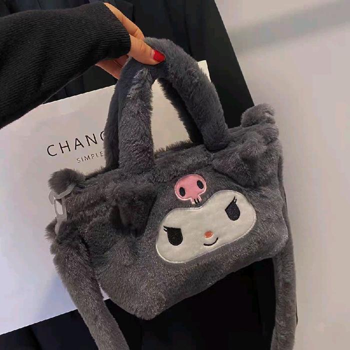 Sale- Tas Selempang Bulu Motif Karakter Boneka Tas Slempang Cewek