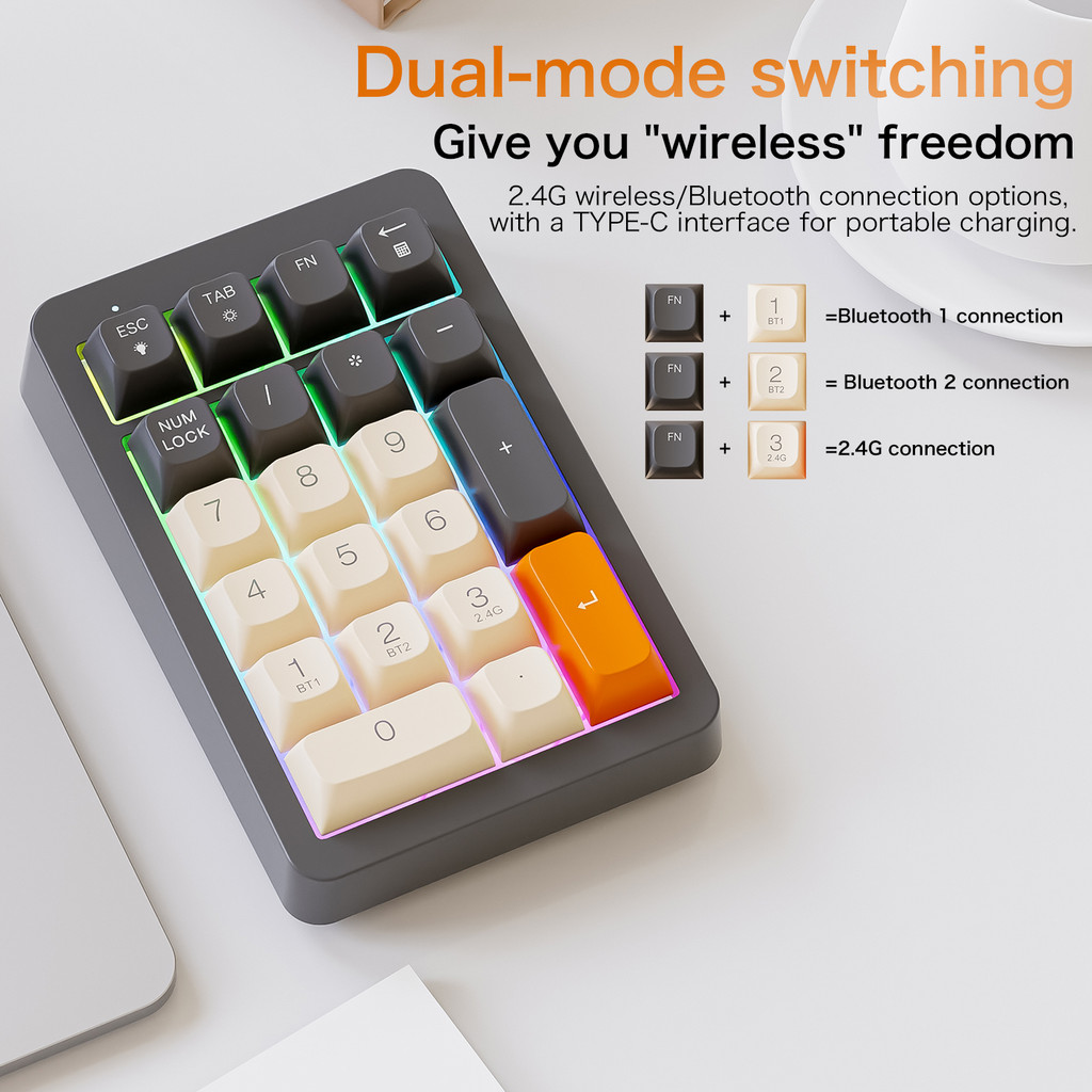 Mini Wireless Keyboard M21 For Financial Analyst Digital Keypad 21 Keys BT/2.4G External External