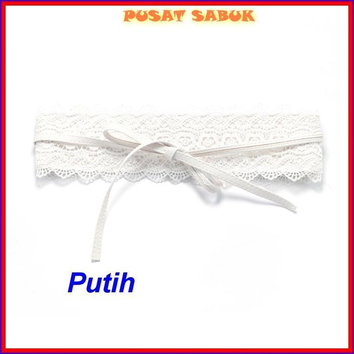 Gesper Cewek Ikat Tali Pinggang Sabuk Obi Belt Wanita Fashion Korea Impor Kain Kepang Hitam Karet
