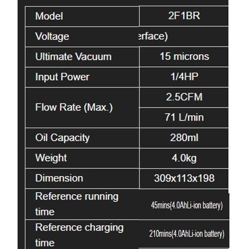 WIPCOOL vacuum pump ac 2F1BR pompa vakum AC portable cordless 2 stage double stage 0.25 pk mobil