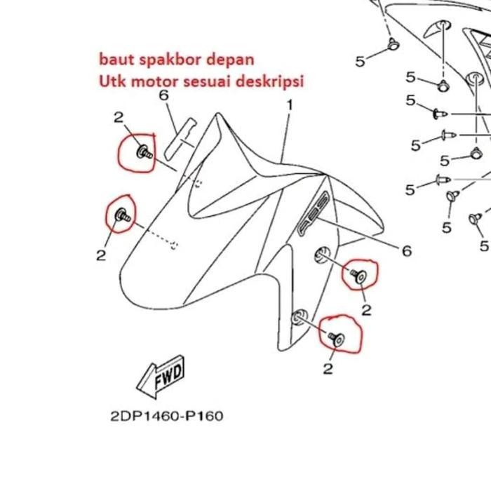 Baut Spakbor Depan Aerox 155 Nmax Lexi Original 90109-068A4 Terpercaya