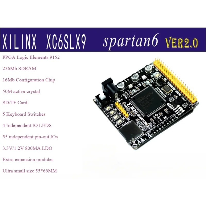 XILINX SPARTAN6 XC6SLX9V2.0 FPGA DEVELOPMENT BOARD FPGA VIDEO IMAGE DEVELOPMENT BOARD