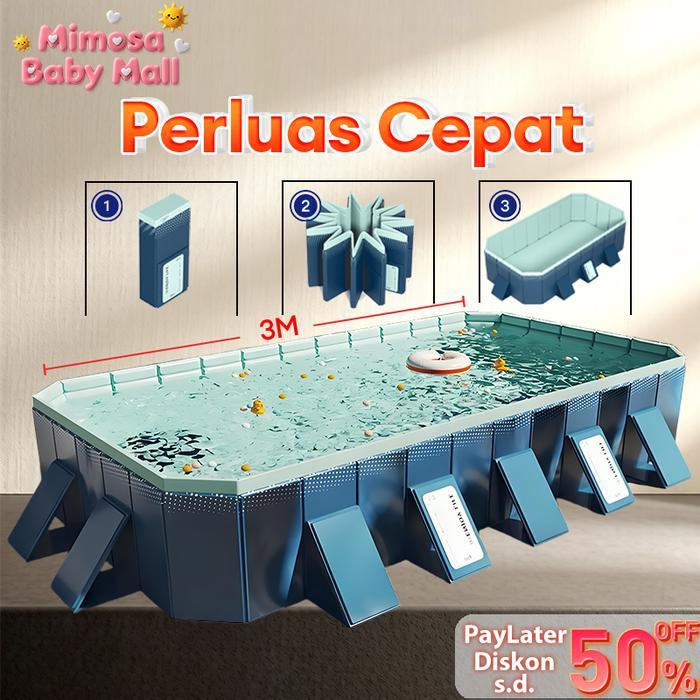1.5m-3m Kolam renang anak/Kolam renang jumbo/ Kolam renang lipat tanpa pompa 0 sampai 6 perlengkapan