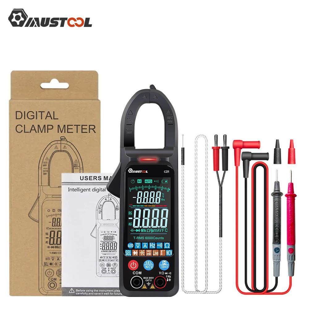 Mustool C21 Clamp Meter Digital Multimeter 6000 Count Ammeter DC/AC Current Voltage Tester Car Amp