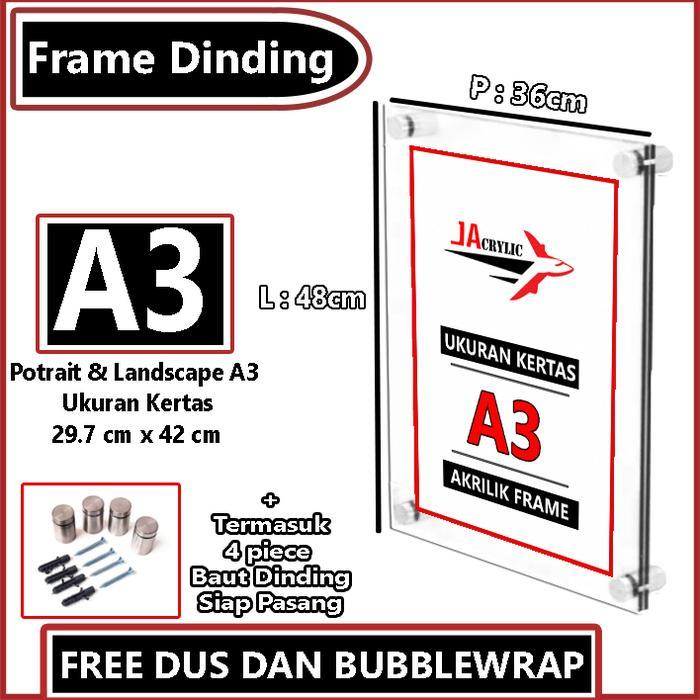 Frame Dinding Akrilik / Display Dinding Akrilik Ukuran A4 / A3 / A2 *