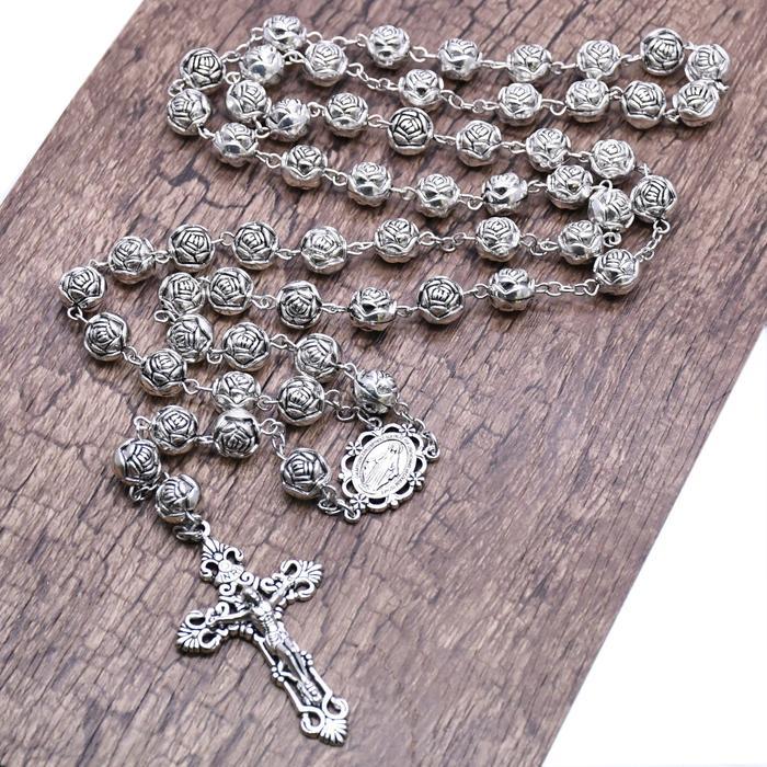 Kalung Rosario Mawar Wanita Katolik Medali Wasiat Bunda Maria - Rosario Katolik Premium