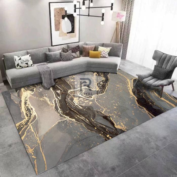 Karpet Lantai Ruang Tamu Premium 150X200 cm Marmer STONE Carpet Benang Aesthetic Ambal Lantai Karet