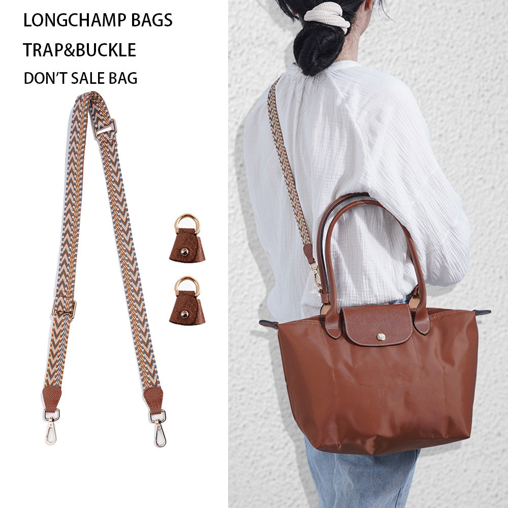Bag Strap For Longchamp Bag Straps Punch-free Genuine Leather Canvas Shoulder Strap Tote Crossbody