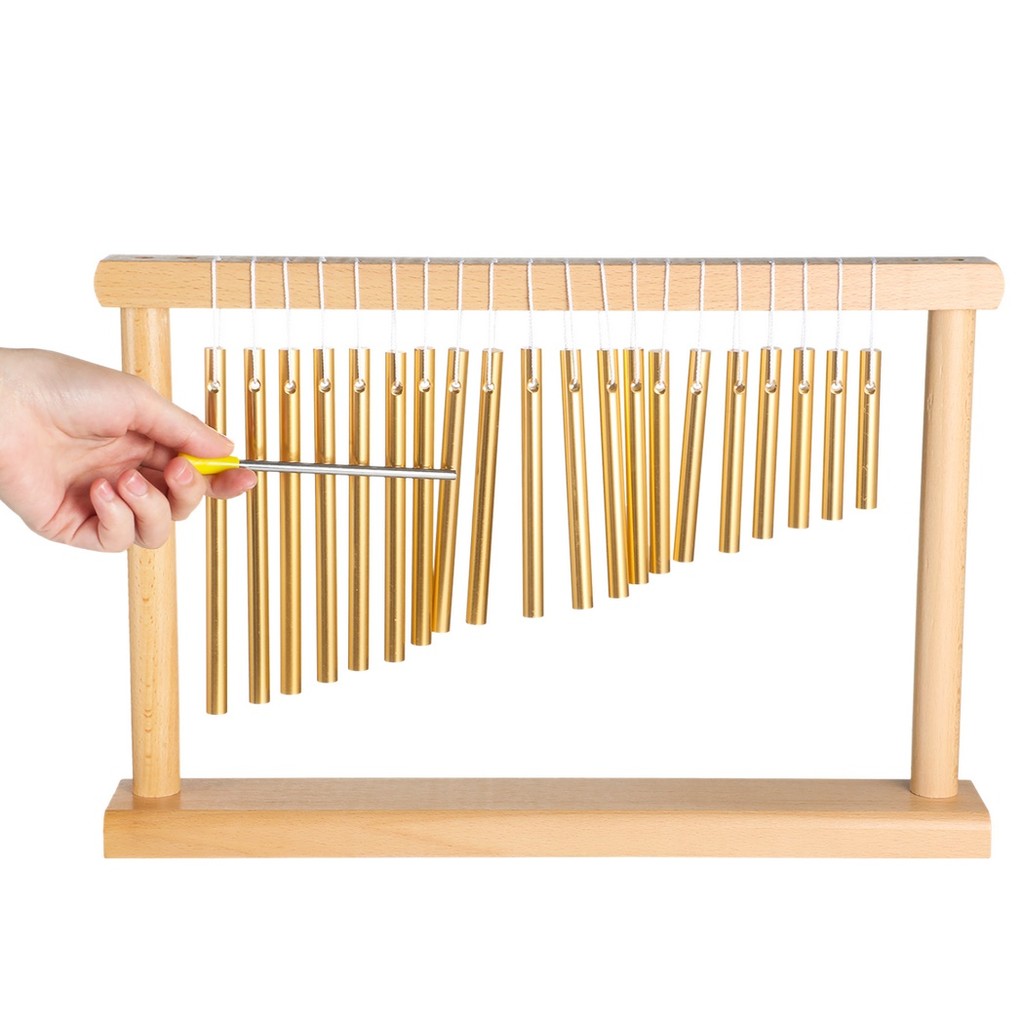 20-Tone Wind Chime Single-row Table Top Wind Chime 20 Golden Metal Bars Percussion Instrument With