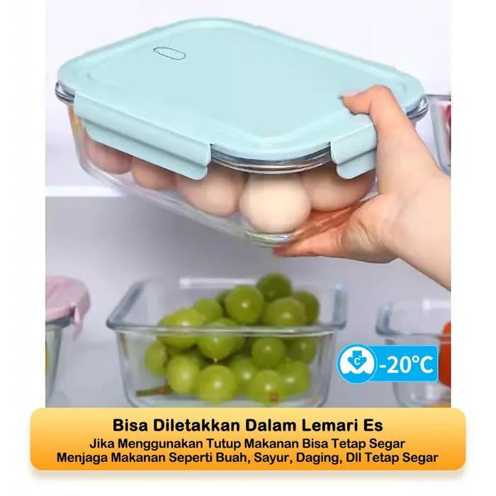 [Ischaindyofc] Set Food Container - Foodbox Kaca - Wadah Makanan - Wadah Sayuran - Wadah Buah Buahan