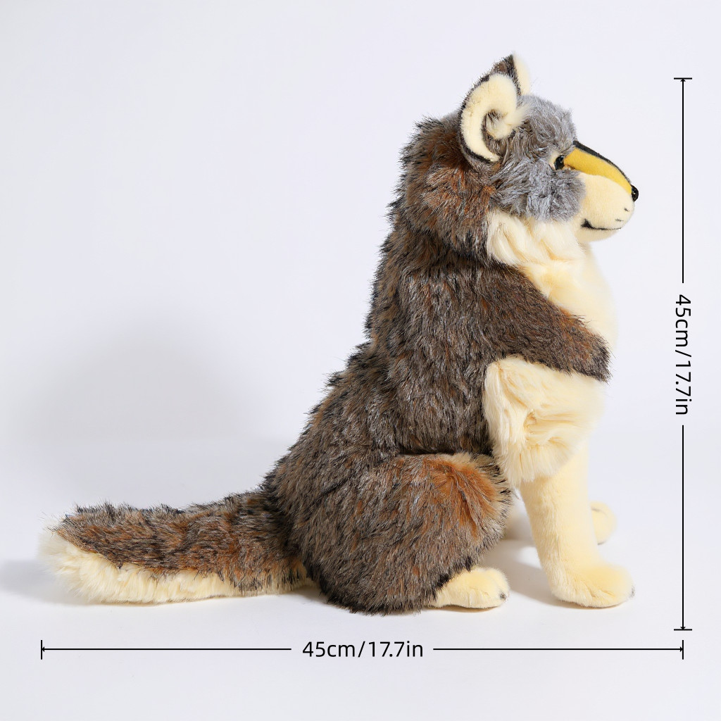 Ultra-realistic wolf plush toy, simulated animal doll, soft pillow, children's and adult gifts, home